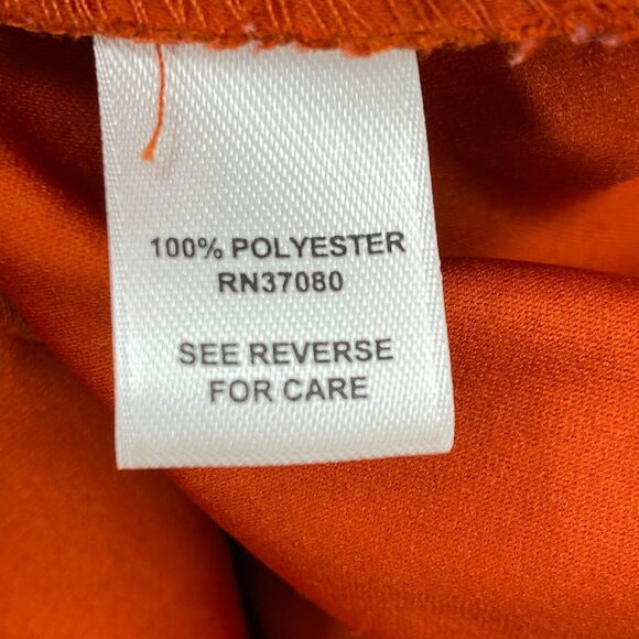 Cato Blouse Womens Large Orange Faux Suede V Neck Button Up Long Sleeve Fitted - Picture 9 of 10